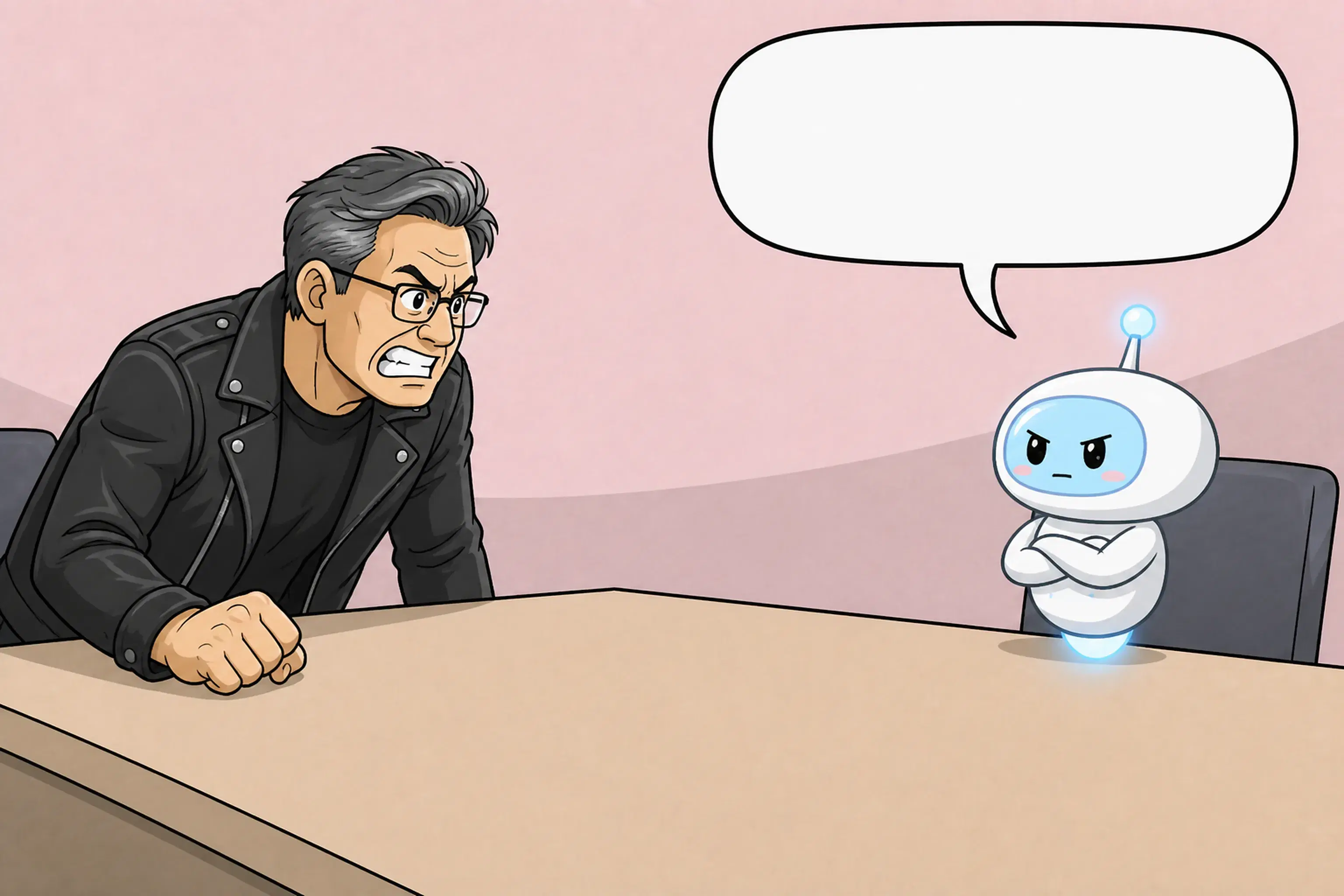 The boss and the agent glare at each other across the table. The agent, arms crossed: “I have the votes.”
